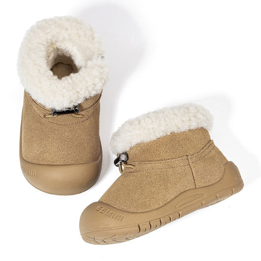 Caramel - Barefoot Winter Boot Warm Fleece - Toddler Boys Girls