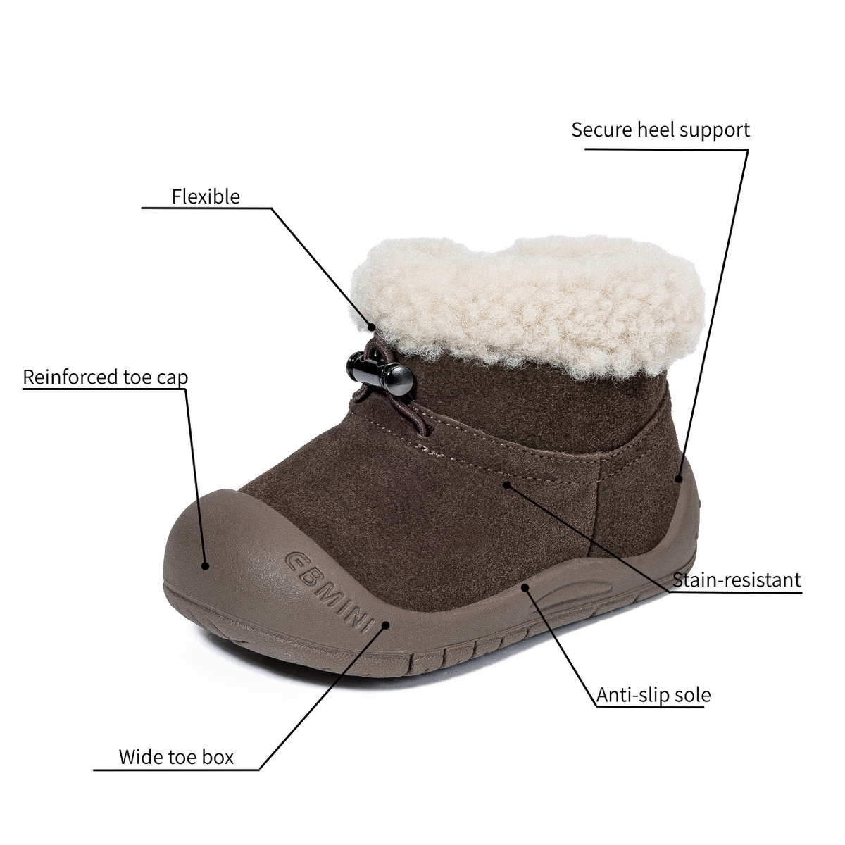 Caramel - Barefoot Winter Boot Warm Fleece - Toddler Boys Girls