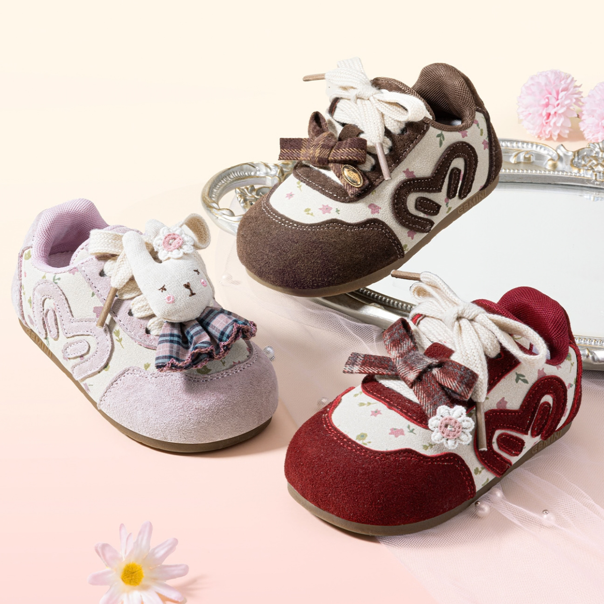 Skippykin - Barefoot Wide Toe Floral Sneaker - Toddler Girls Boys
